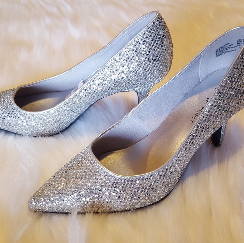 Silver sparkly heels